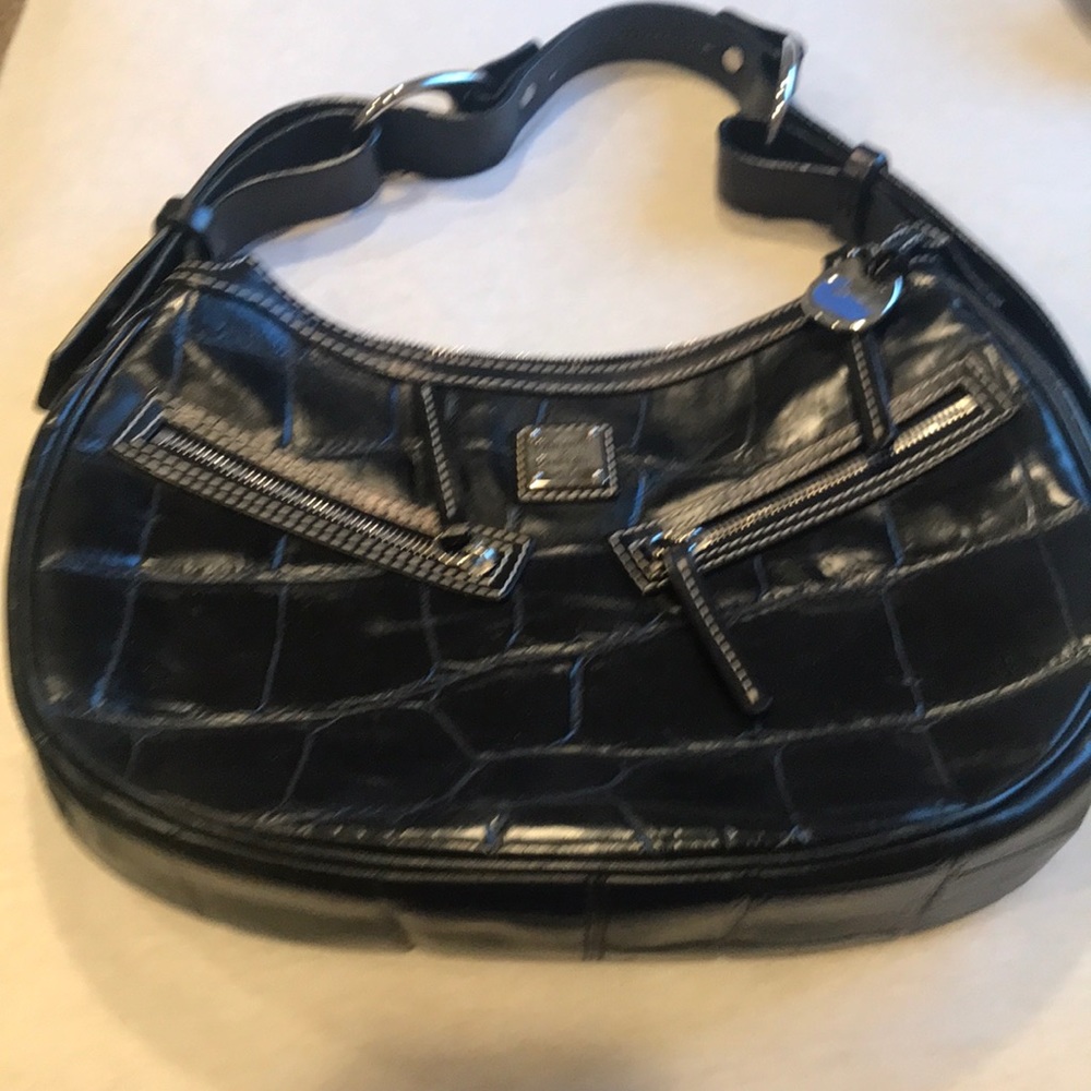 Dooney & Bourke Black croc embossed leather